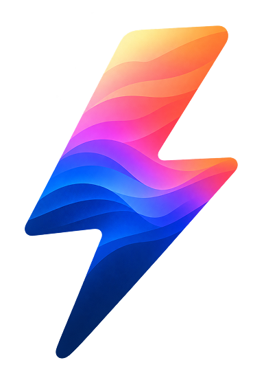 Lightning bolt filled with layered sunset waves